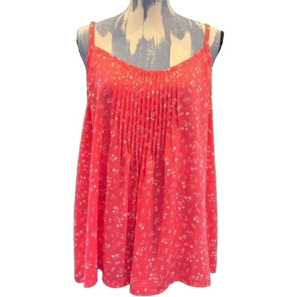 Torrid orange coral white print pleated front cami 0 - Picture 1 of 7